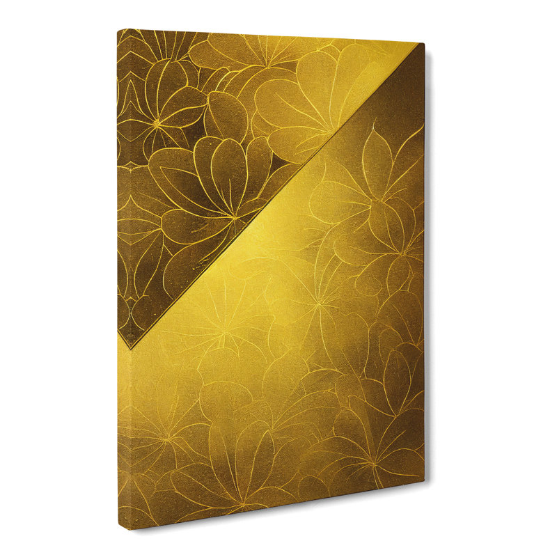 Arko Flower Gold Leaf - Wrapped Canvas, 50cm H x 35cm W x 3cm D