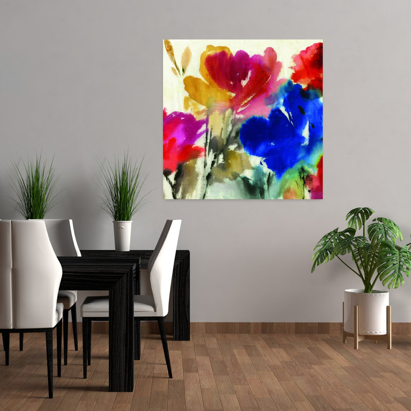 Aquarelle, art floral délicat et paisible, 36" H x 36" W