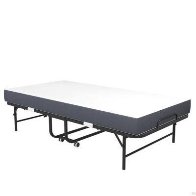 75" X 38" Inch Extra Long Folding Bed, Heavy-Duty 450Lbs Capacity Rollaway Guest Bed With 5" Memory Foam Mattress, Portable Space Saving Twin Size Bed