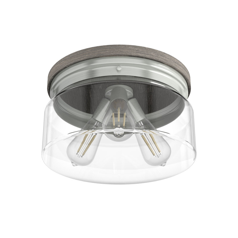 Hunter Devon Park Onyx Bengal And Barnwood 3 Light Flush Mount Ceiling Light Fixture, Brushed Nickel