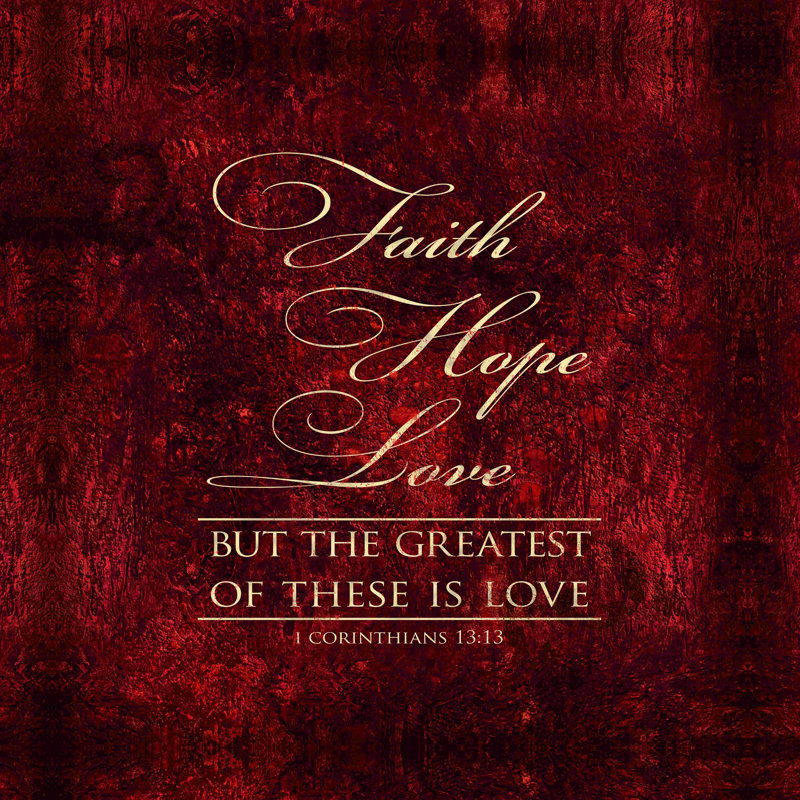 Faith Hope Love Here - impression sur toile tendue, H 12 po x l 12 po