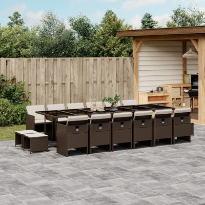  Garden Dining Set Brown, Black, Cream White