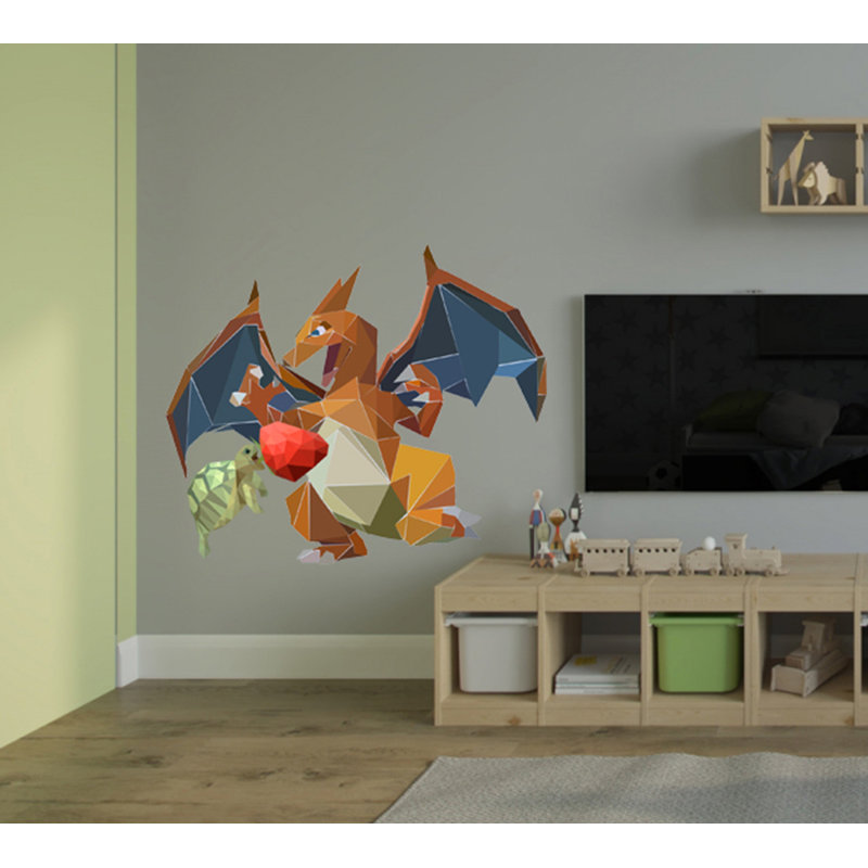 Adhésif décoratif tortue de dragon polygonale, H 33 po x l 33 po