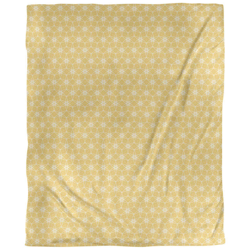 Tissu à cercles ornés, Jaune, L 58 po x l 36 po, Sergé de coton