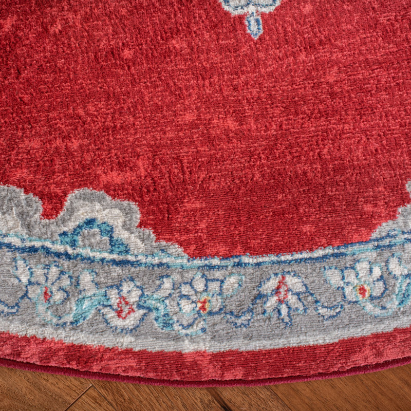 Carlisle Oriental Red/Ivory Area Rug, Round 6'7"