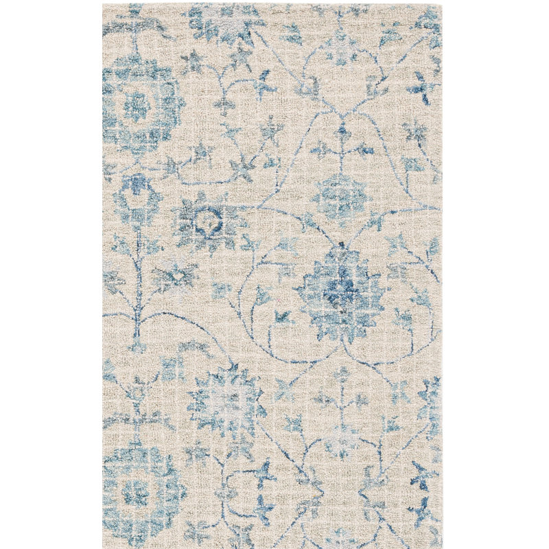 Luitpold Hand Tufted Wool Floral Rug, Square 6'