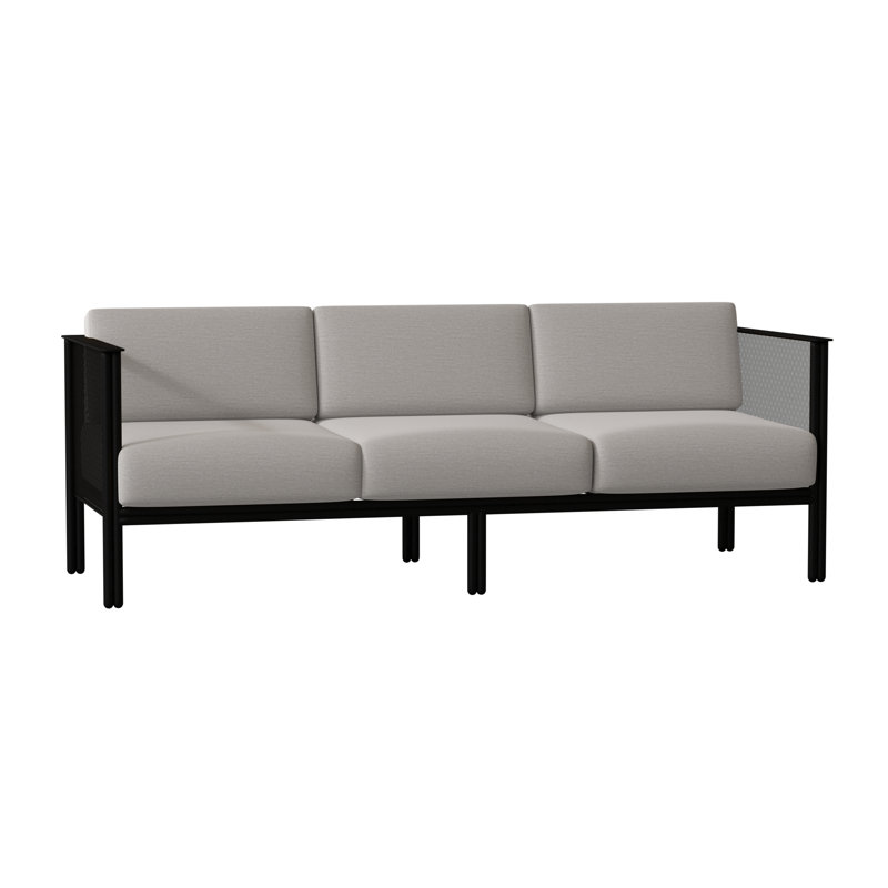 Jax Outdoor 3 - Seat Patio Sofa, Textured Black, Impact Vapor Gray Sunbrella®
