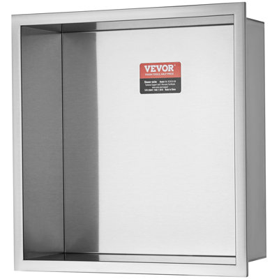 Niche de douche 13 "x 13" sans carreaux en acier inoxydable 304, double niche encastrée dans le mur, niche moderne étanche à l'eau et à la rouille pour rangement de savon de salle de bain, argent