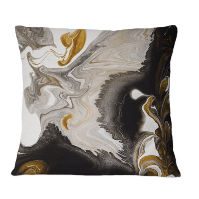 Coussin décoratif doré et noir Marble Waves IV