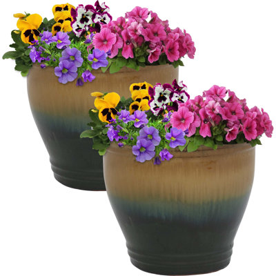 Pot à fleurs extérieur rond en céramique Ailynn
