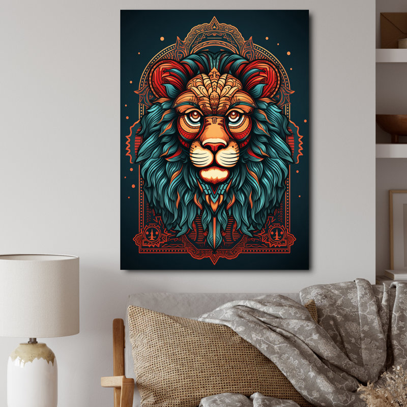 Portrait d'un lion sauvage - reproduction, H 40 po x l 30 po x P 1,5 po, Toile tendue
