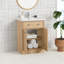 Colucci 24 po Meuble-lavabo autoportant à simple cuve en chêne rétro avec comptoir en céramique