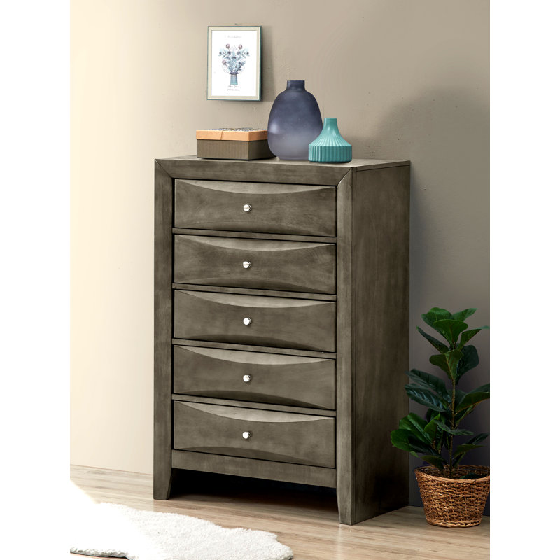 Champetre 32'' W 5 - Drawer Dresser, Gray