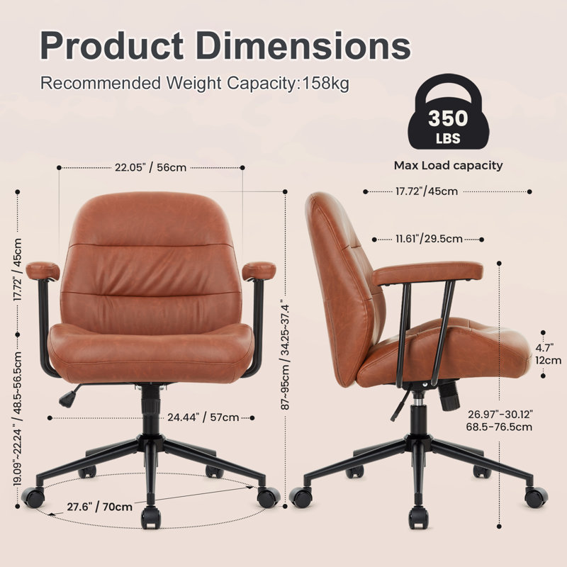 Faux Leather Swivel Armchair, Brown
