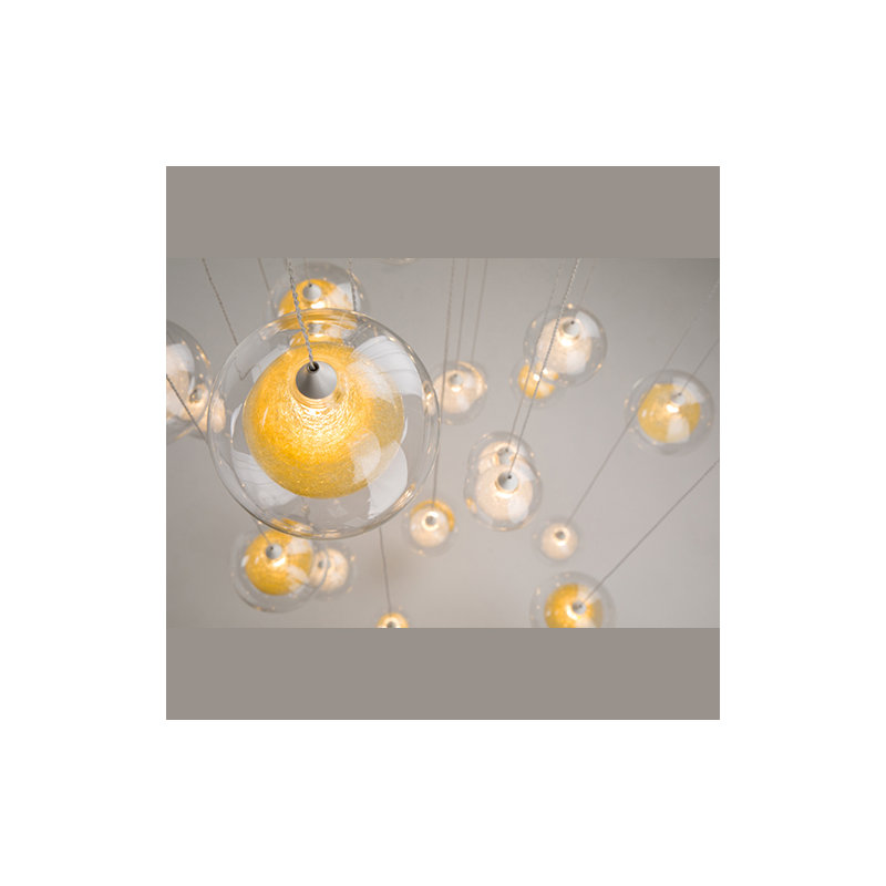 37 - Light Pendant, Clear/Gold