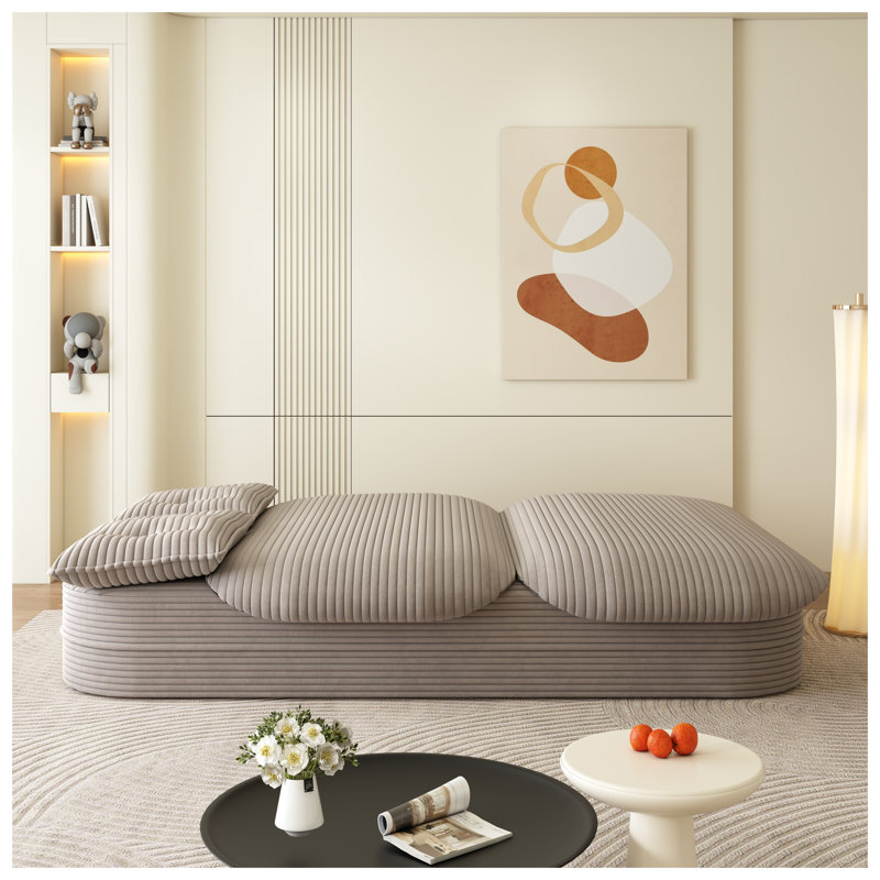 Canapé-lit moderne 78,7 po avec couverture, canapé-lit moelleux en velours côtelé 78,7 po, aucun assemblage requis, Taupe