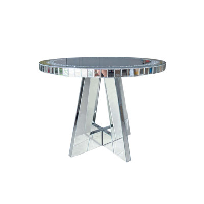 Modern Diamond Crush Mirrored Round Dining Table
