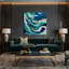 Abstrait paysage 26, art mural bleu sur toile-714439625