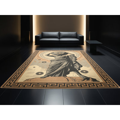 Tapis oriental brun doux et moelleux à motif oriental Kater Atlas