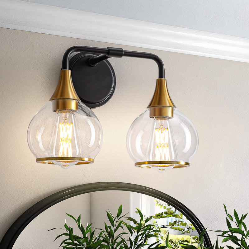 Lupe 2 - Light Dimmable Bathroom Vanity Light, Black/Gold Finish/Clear Shade