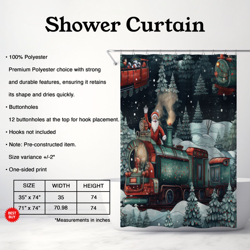 Rideau de douche Festive Express - Premium, H 74 po x l 71 po