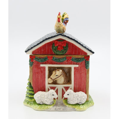 Christmas Barnyard Cookie Jar- 8 3/4"H