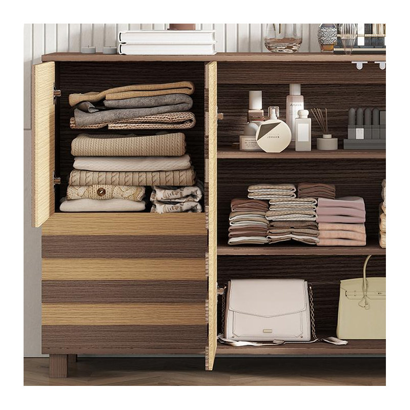 Buffet de 55 po avec tablettes réglables, Marron clair