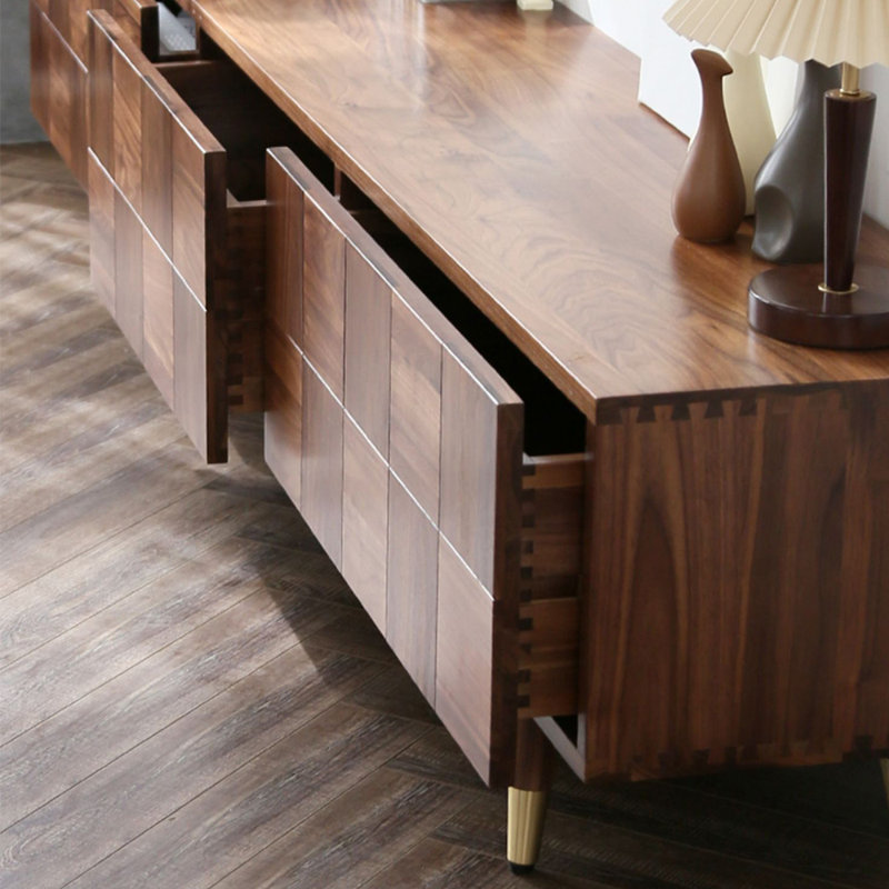 Meuble télé moderne en noyer noir de luxe moderne, 64.96"