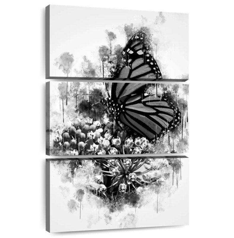 Brampt Monarch Butterfly Black And White, 32'' H x 20'' W