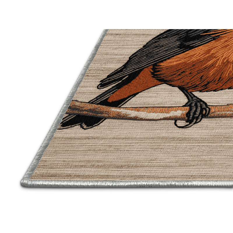 Washable Common Redstart Birds Area Rug, Rectangle 2' x 3'