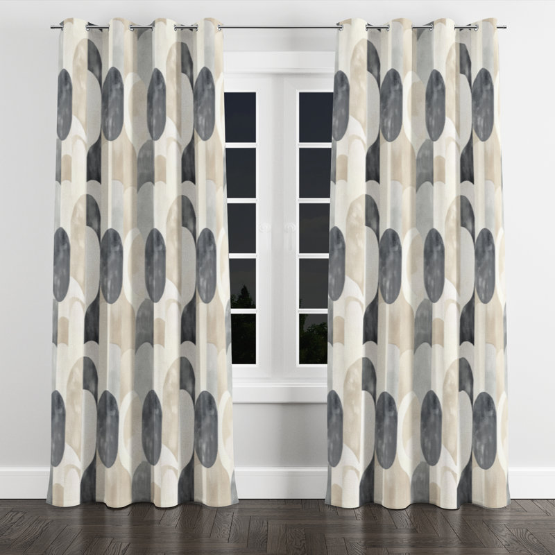 Geometric Shapes Curtain panels - Modern Neutral Array Grommet Curtain - 1 Panel, 52" W x 95" L, Silver Grommets