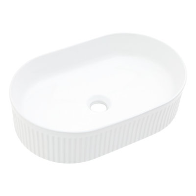 White Ceramic Modern Vessel Sink - 18.81X12.45 Inch Oval, Stain Home Bathroom Fixture Bathroom, Remarkable Quality