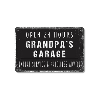 Grandpa’s Garage (2 Pack) 7 Inch x 10 Inch Novelty Aluminum Sign