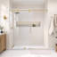 Porte de douche coulissante simple sans cadre avec verre transparent de 3/8 po de l 56 à 60 po x H 66 po Radiance-134438173