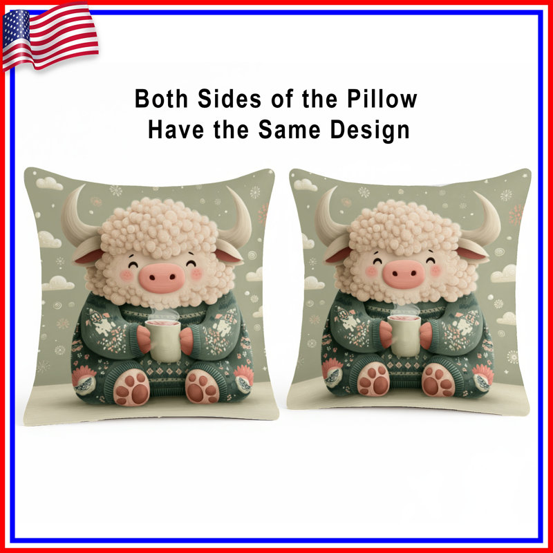 Coussins décoratifs mignons Bullly, 16 po x 16 po