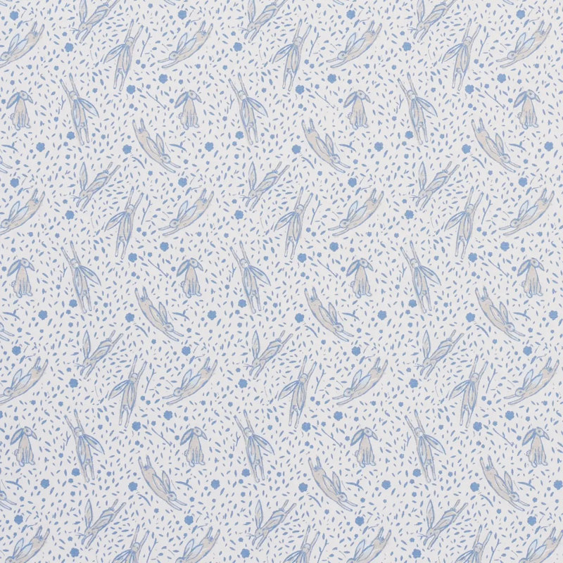 Schumacher x Marie-Chantal Rabbit High Performance Print Fabric, Blue