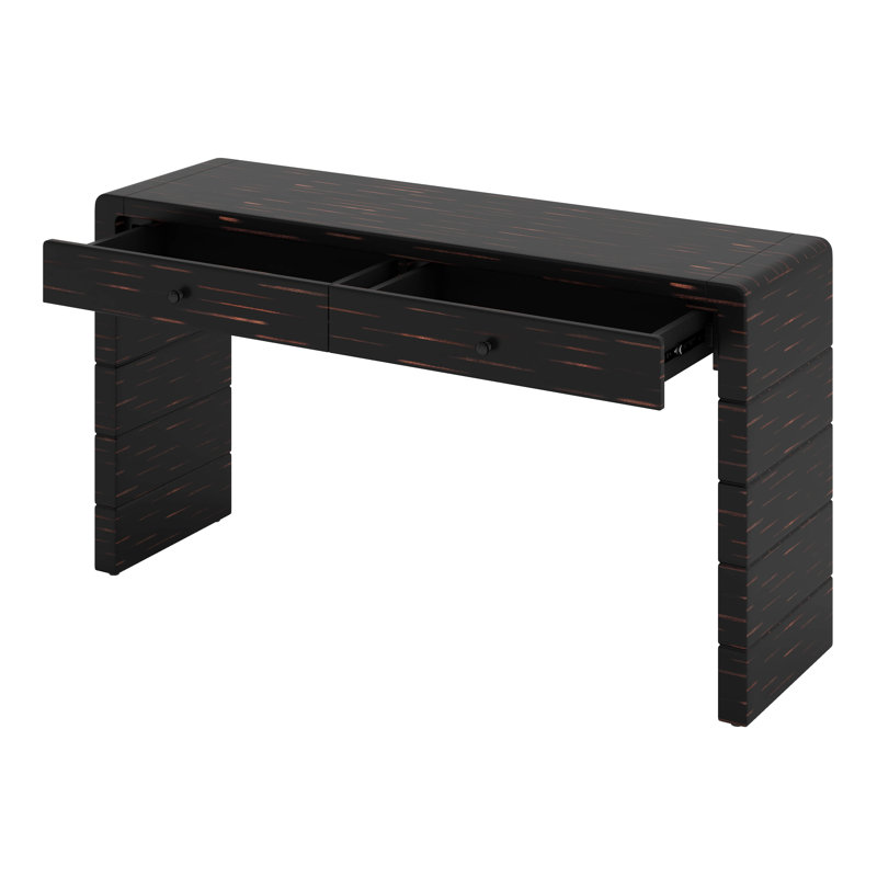 Wood Console Table, Narrow Entryway Table With 2 Drawers, Rubber Wooden Table Legs And Birch Veneer, Rustic Console Table