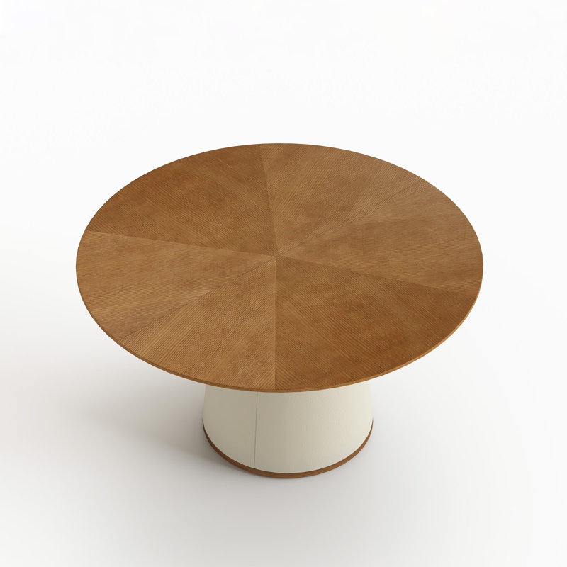 Table de salle à manger ronde 59 po avec plateau en bois véritable pour salle à manger