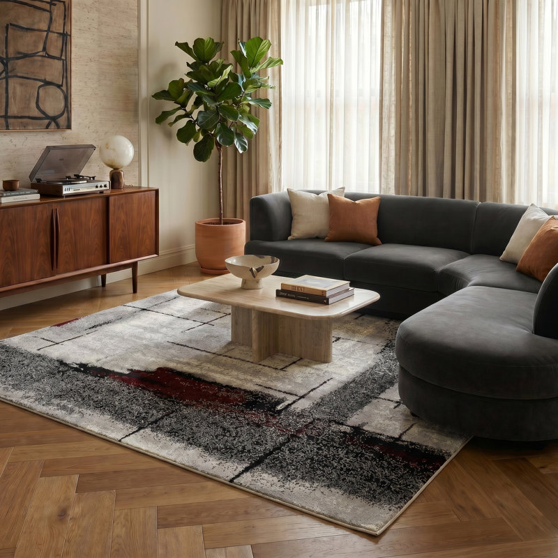 Dillup-Jones Abstract Indoor Rug, Rectangle 5'3" x 7'7"