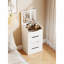 (48CM) Meuble-lavabo 3 en 1 avec miroir à plateau rabattable, petit ensemble de coiffeuse avec bureau en verre visible, meuble-lavabo compact avec 3 tiroirs, coiffeuse pour la chambre à coucher (PRime BIG DEAL DAYS)