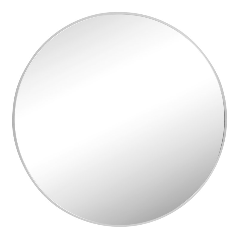 Jessica Round Metal Accent Wall Mirror, Silver, 80cm H x 80cm W x 3.8cm D