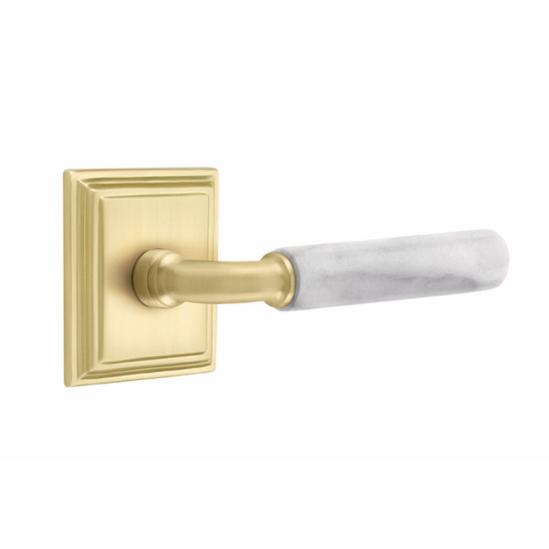 Select Round Passage (Hall & Closet) Door Lever with Square Rosette, Satin Brass, Right
