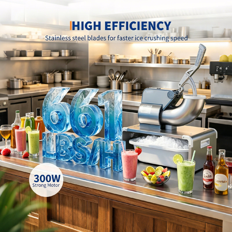 Commercial Ice Crusher, with 2.64Gal Hopper, 661LBS/H