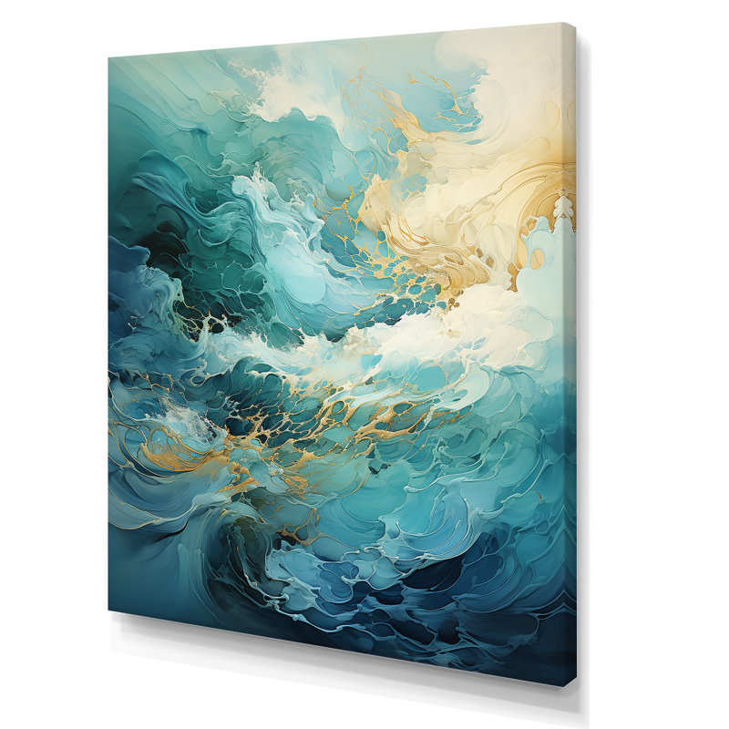 Art moderne moderne Goldn Wave Symphony I - Vagues, Toile tendue, H 20 po x l 12 po x P 1 po