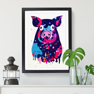 Pig Paint Splatter - Framed Print