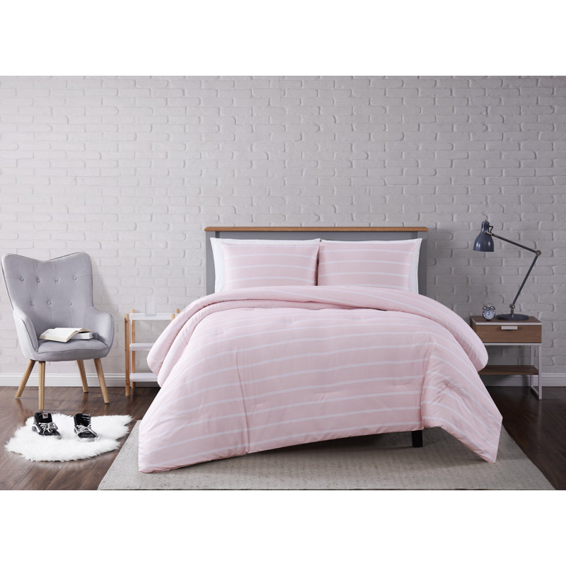 Striped Comforter Set, King Comforter + 2 Shams, Navy