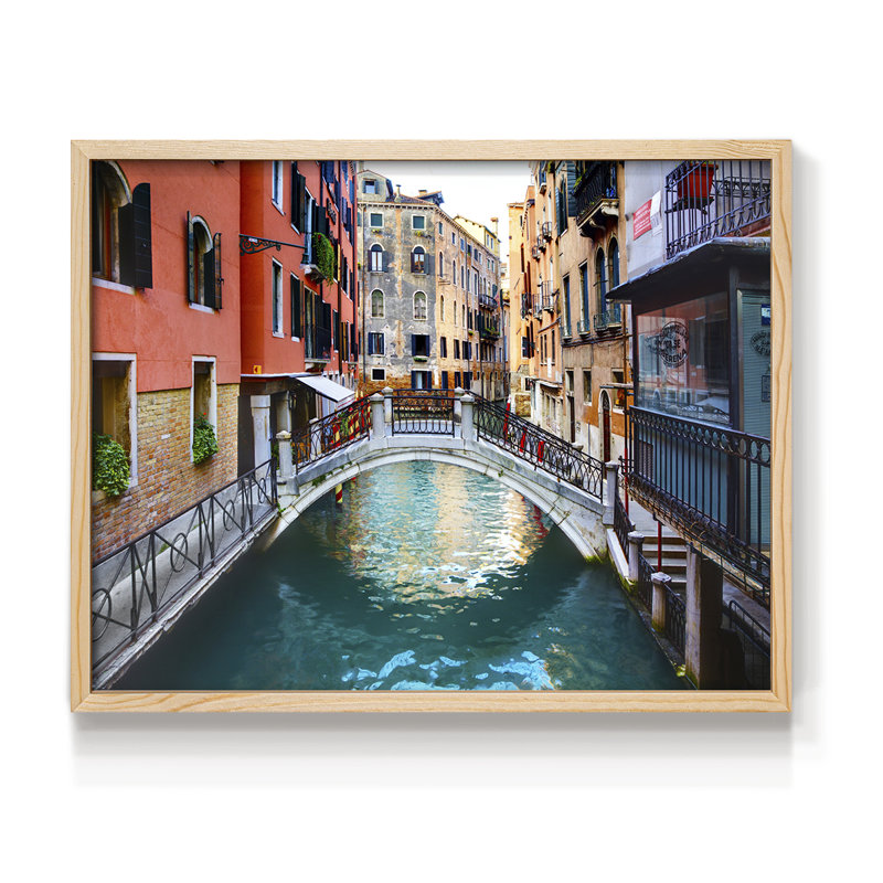 Canal de Venise - reproduction encadrée - réarmable, H 8 po x l 10 po, Naturel