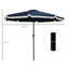 Parasol 9 pi bleu foncé, inclinable et manivelle à volants pour piscine