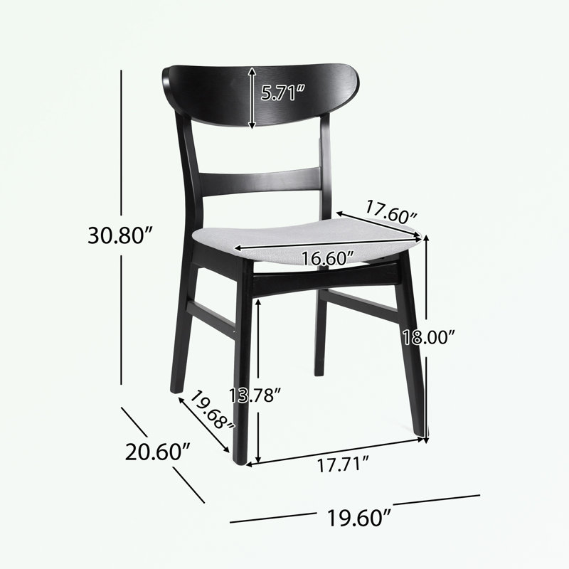 Ensemble de salle à manger 5 pièces à structure en bois avec 4 chaises rembourrées, Gris clair
