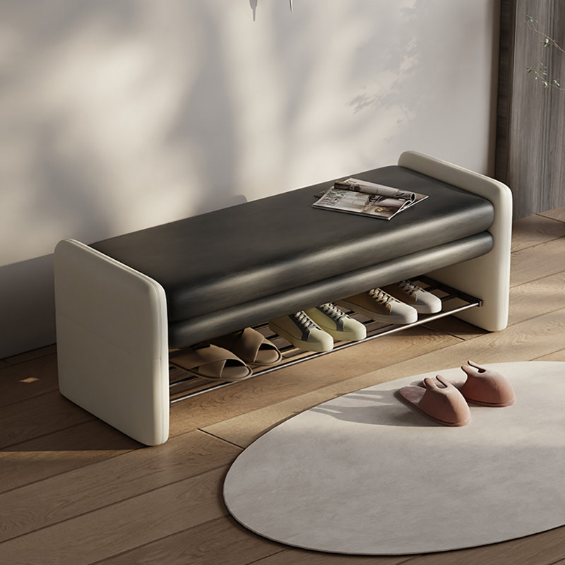 Tabouret à langer avec rangement 47,2 po, Noir / Beige